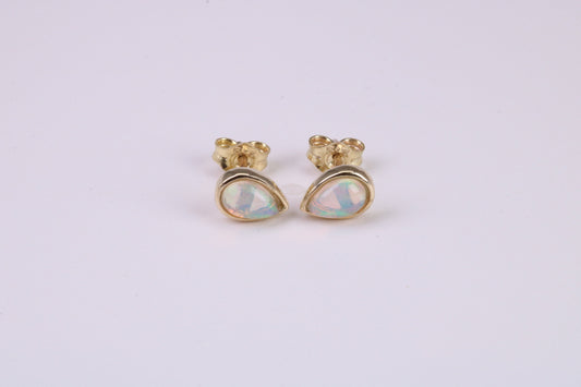 Natural Teardrop cut Opal set Stud Earrings Made from Solid Yellow Gold