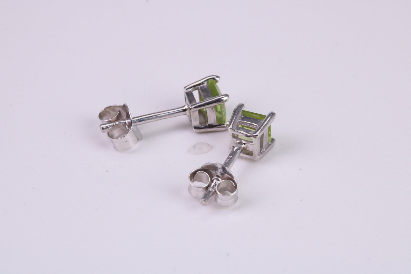 Real Square cut Peridot set Stud Earrings, Very Dressy, Made from Solid 925 Grade Sterling Silver