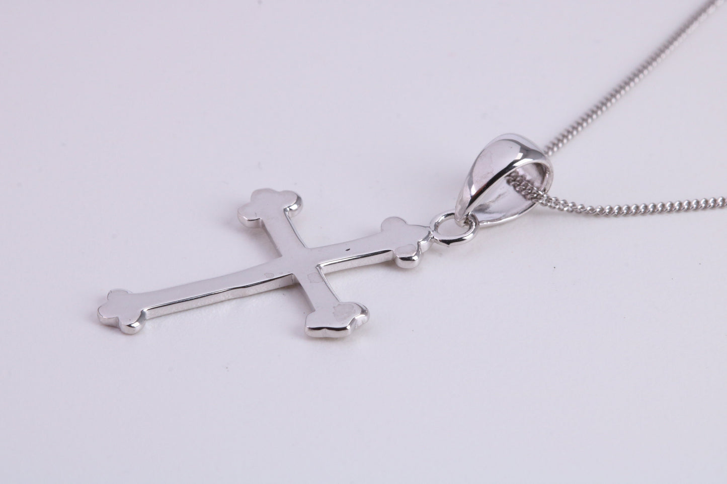 25 mm Long Cross Necklace, made from solid Sterling Silver, With 18 Inch Long Chain