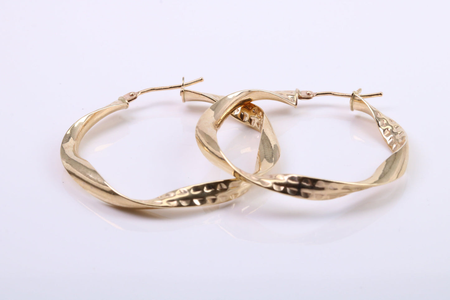 37 mm Round Hoop Creole Earrings Made from 9ct Yellow Gold, British Hallmarked