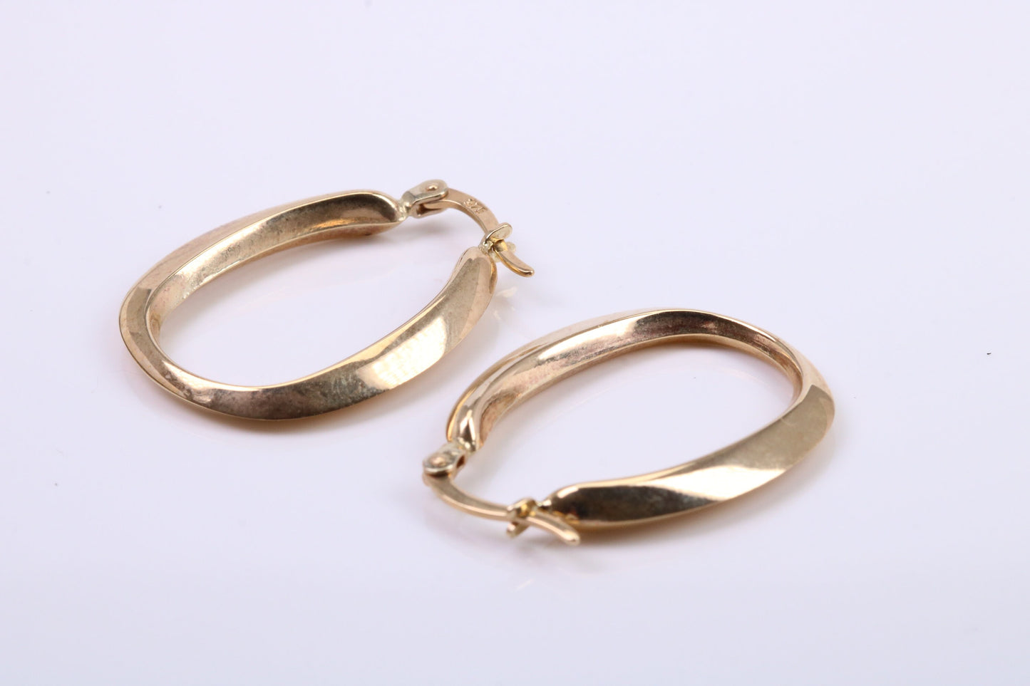 27 mm Long Hoop Creole Earrings Made from 9ct Yellow Gold