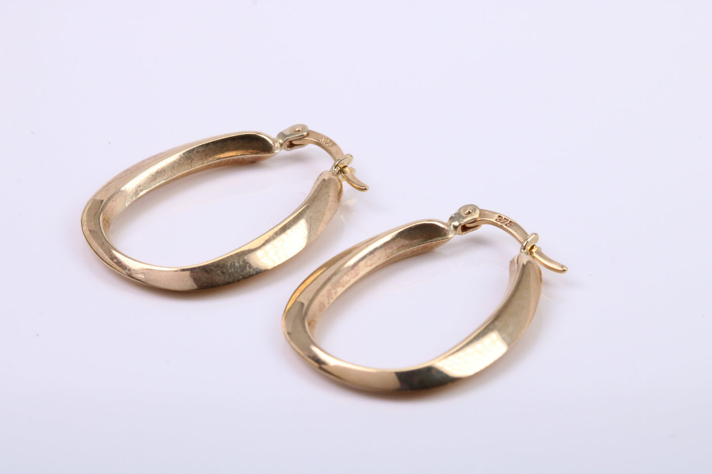 27 mm Long Hoop Creole Earrings Made from 9ct Yellow Gold