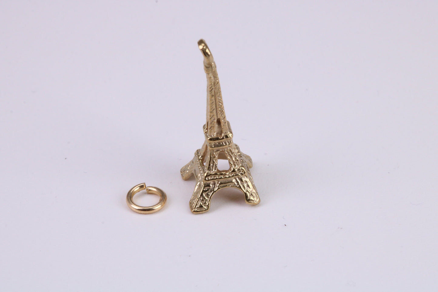 Eiffel Tower Charm, Traditional Charm, Made From Solid Yellow Gold with British Hallmark, Complete with Attachment Link