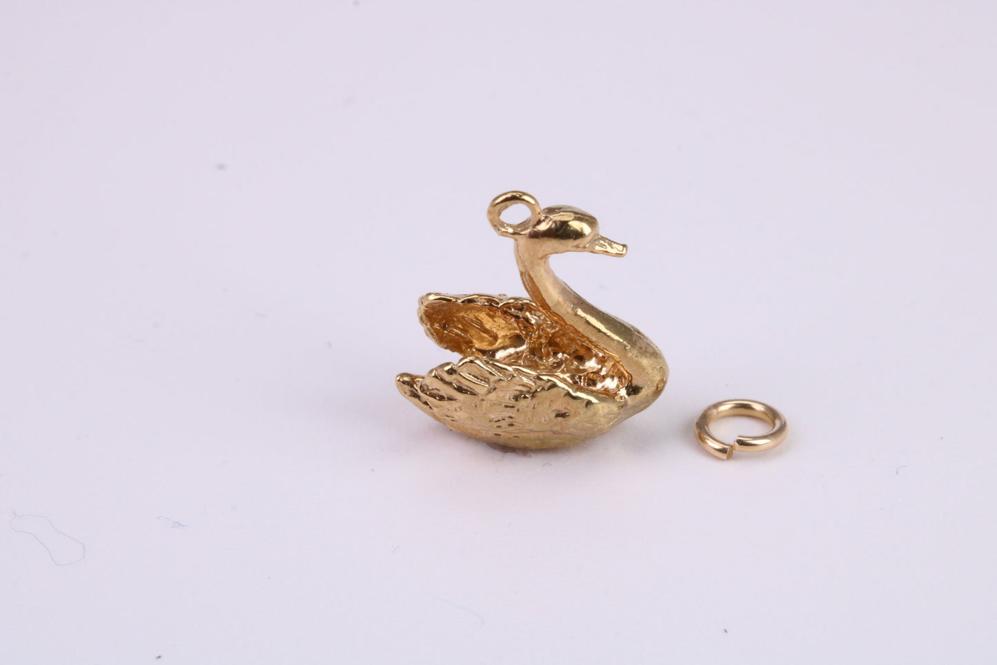 Swan Charm, Traditional Charm, Made From Solid Yellow Gold with British Hallmark, Complete with Attachment Link