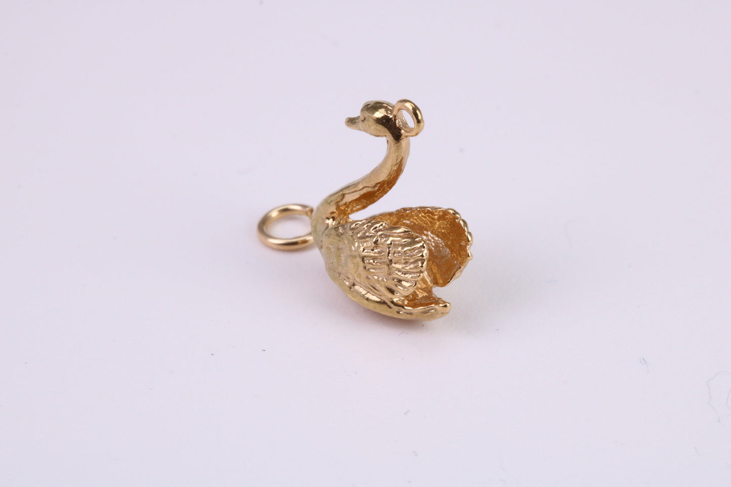 Swan Charm, Traditional Charm, Made From Solid Yellow Gold with British Hallmark, Complete with Attachment Link