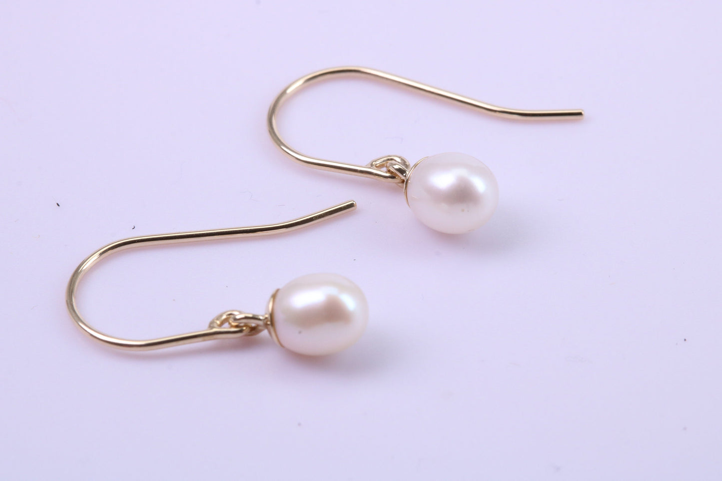 Real Pearl Necklace and Matching Earrings set in Solid Yellow Gold Together with 18 Inch Yellow Gold Chain
