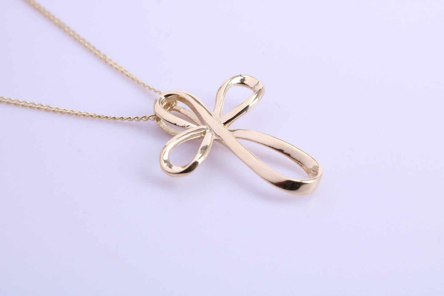 21 mm Long Cross Together with 18 Inch Long Chain, Made from Solid Yellow Gold with High Polished Finish