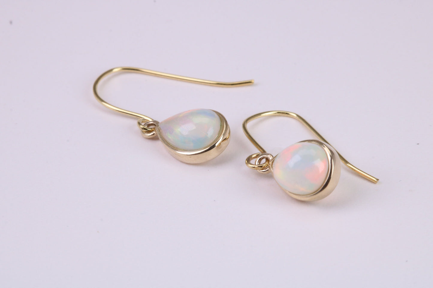 Natural Teardrop cut Opal set Dropper Stud Earrings Made from Solid Yellow Gold