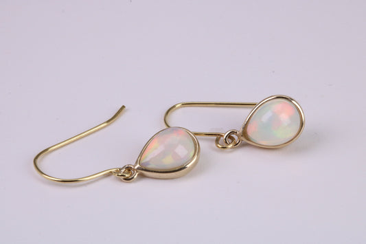 Natural Teardrop cut Opal set Dropper Stud Earrings Made from Solid Yellow Gold