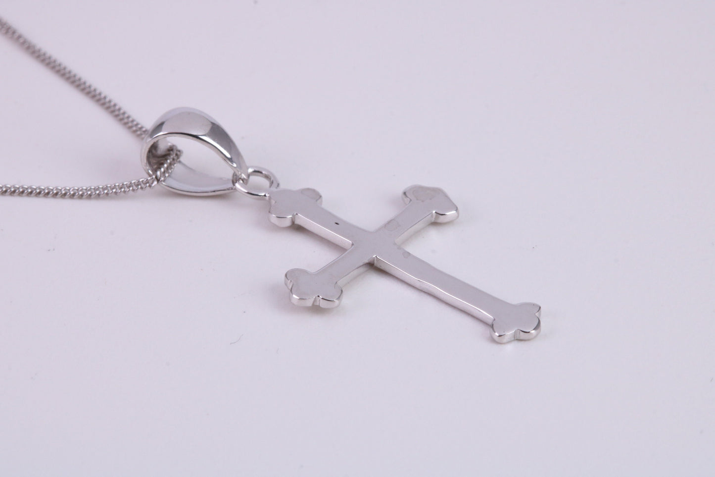 25 mm Long Cross Necklace, made from solid Sterling Silver, With 18 Inch Long Chain