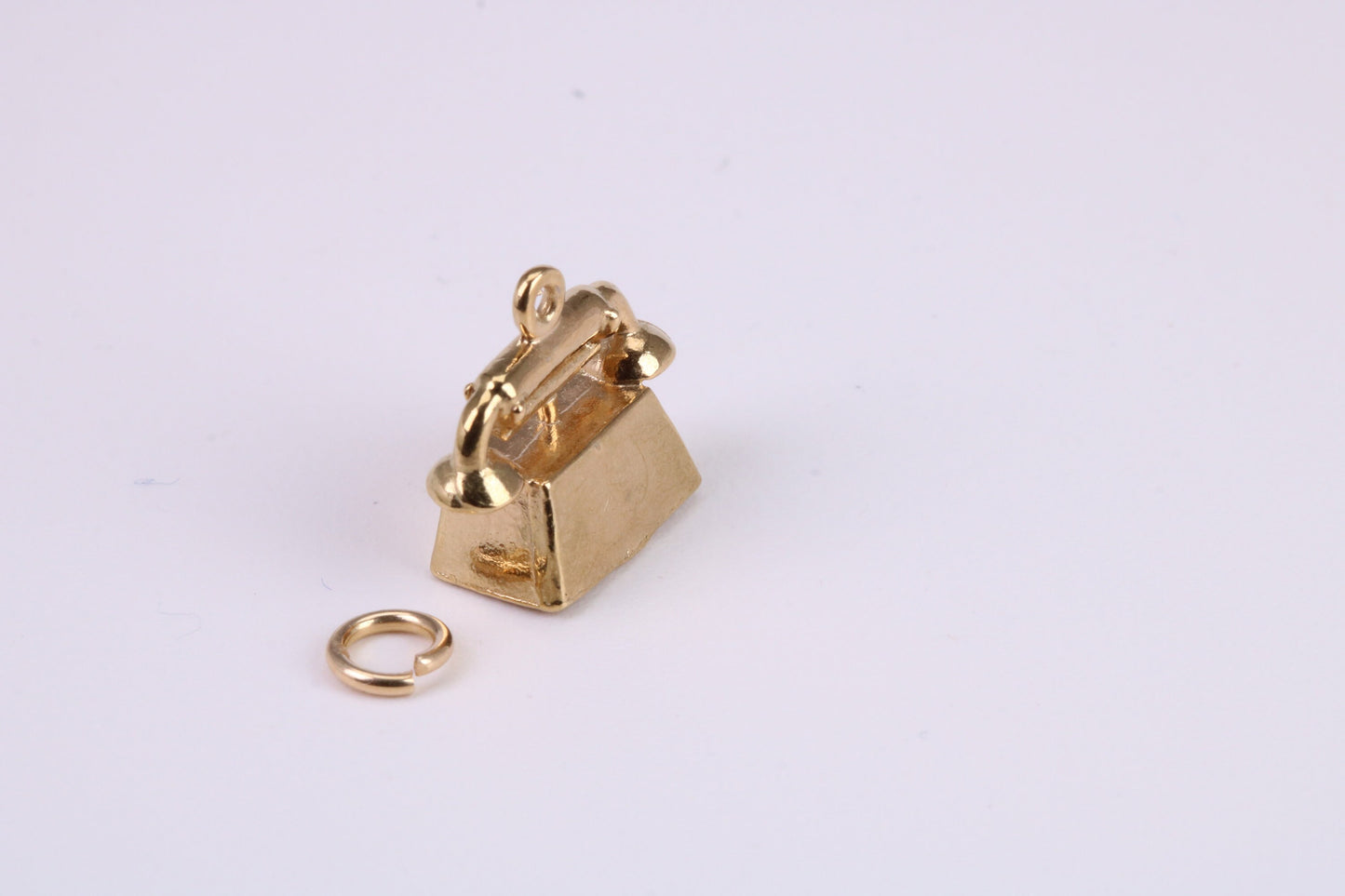Vintage Phone Charm, Traditional Charm, Made From Solid Yellow Gold with British Hallmark, Complete with Attachment Link