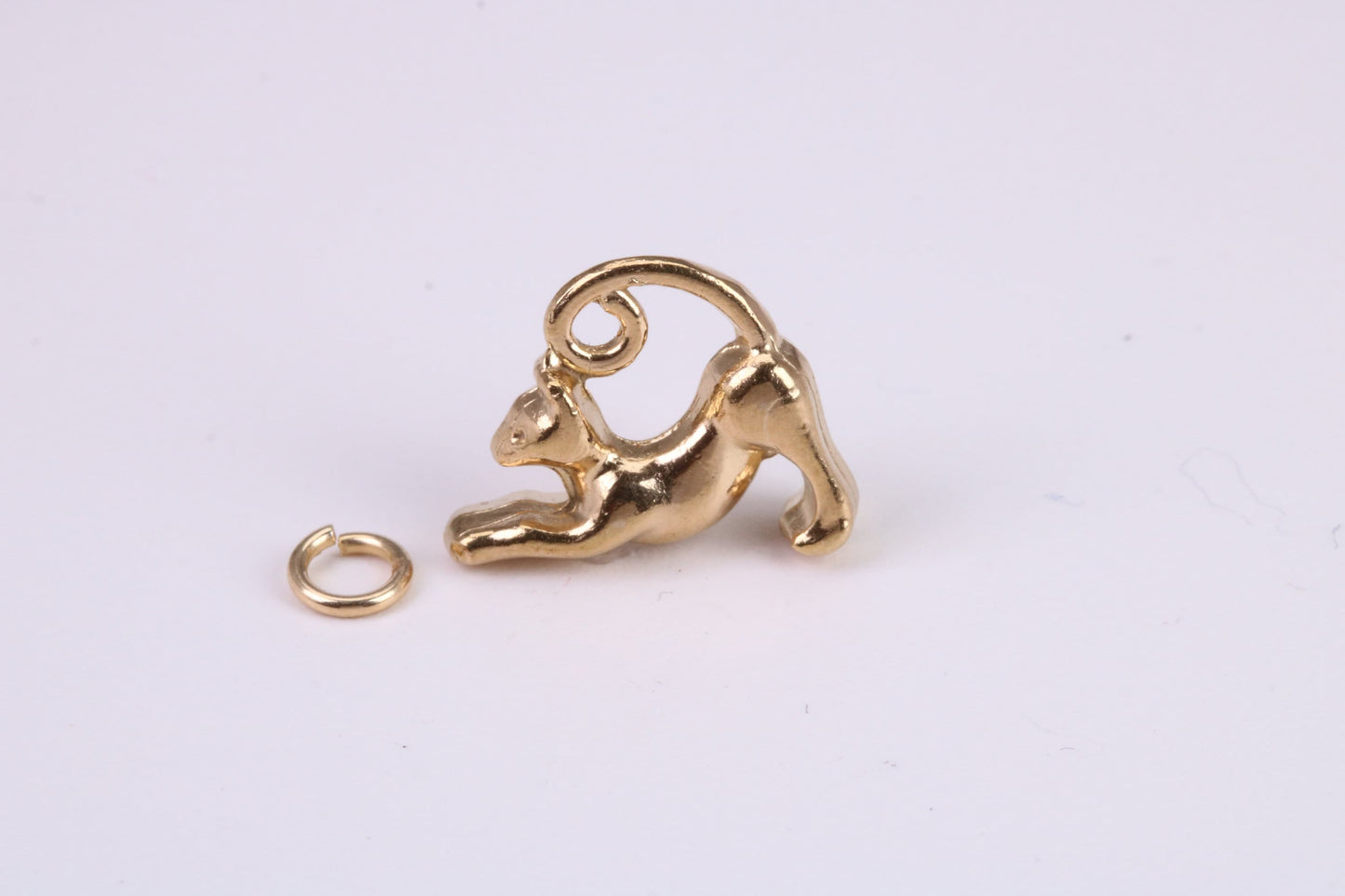 Cat Charm, Traditional Charm, Made From Solid Yellow Gold with British Hallmark, Complete with Attachment Link