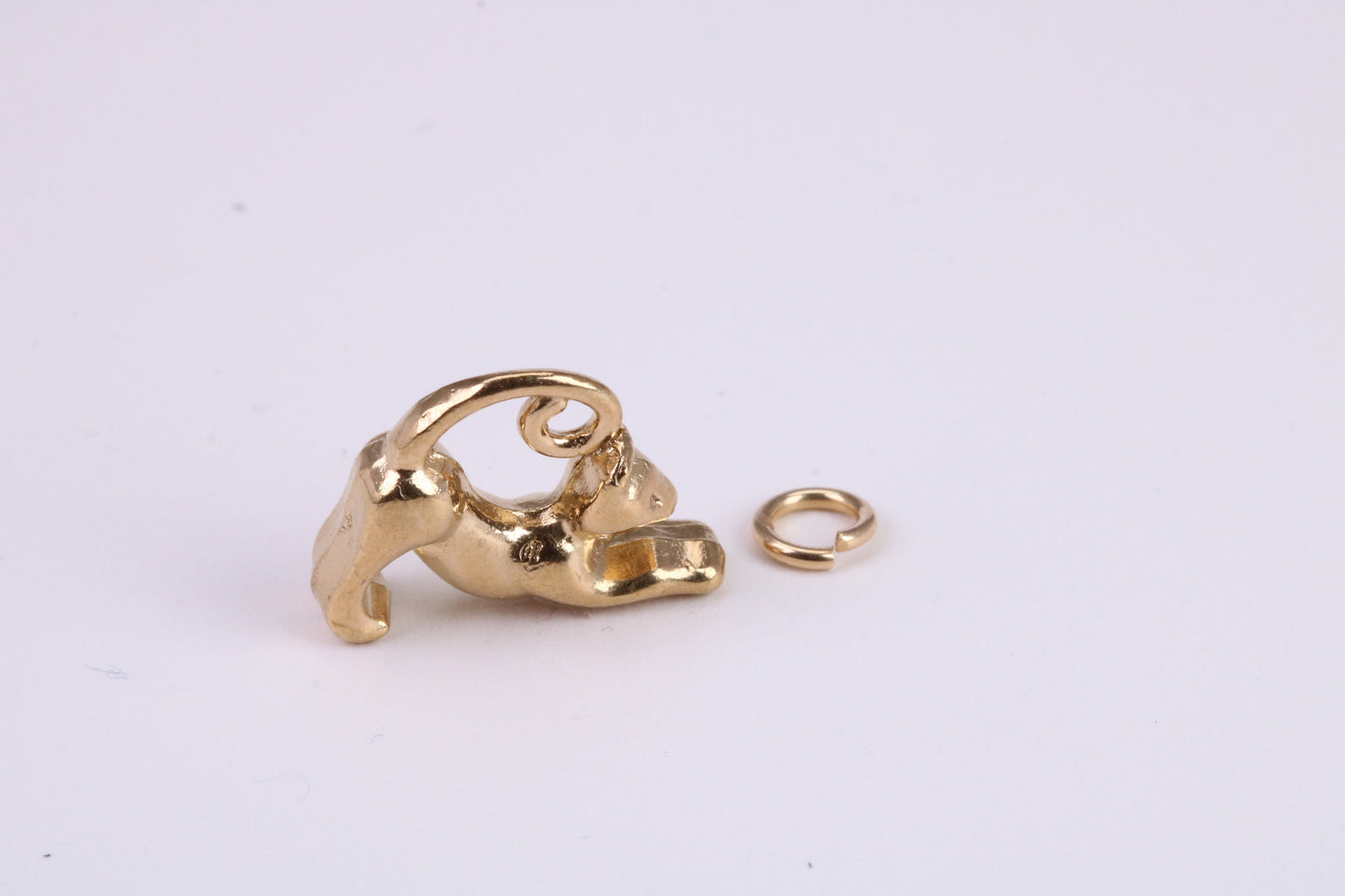 Cat Charm, Traditional Charm, Made From Solid Yellow Gold with British Hallmark, Complete with Attachment Link