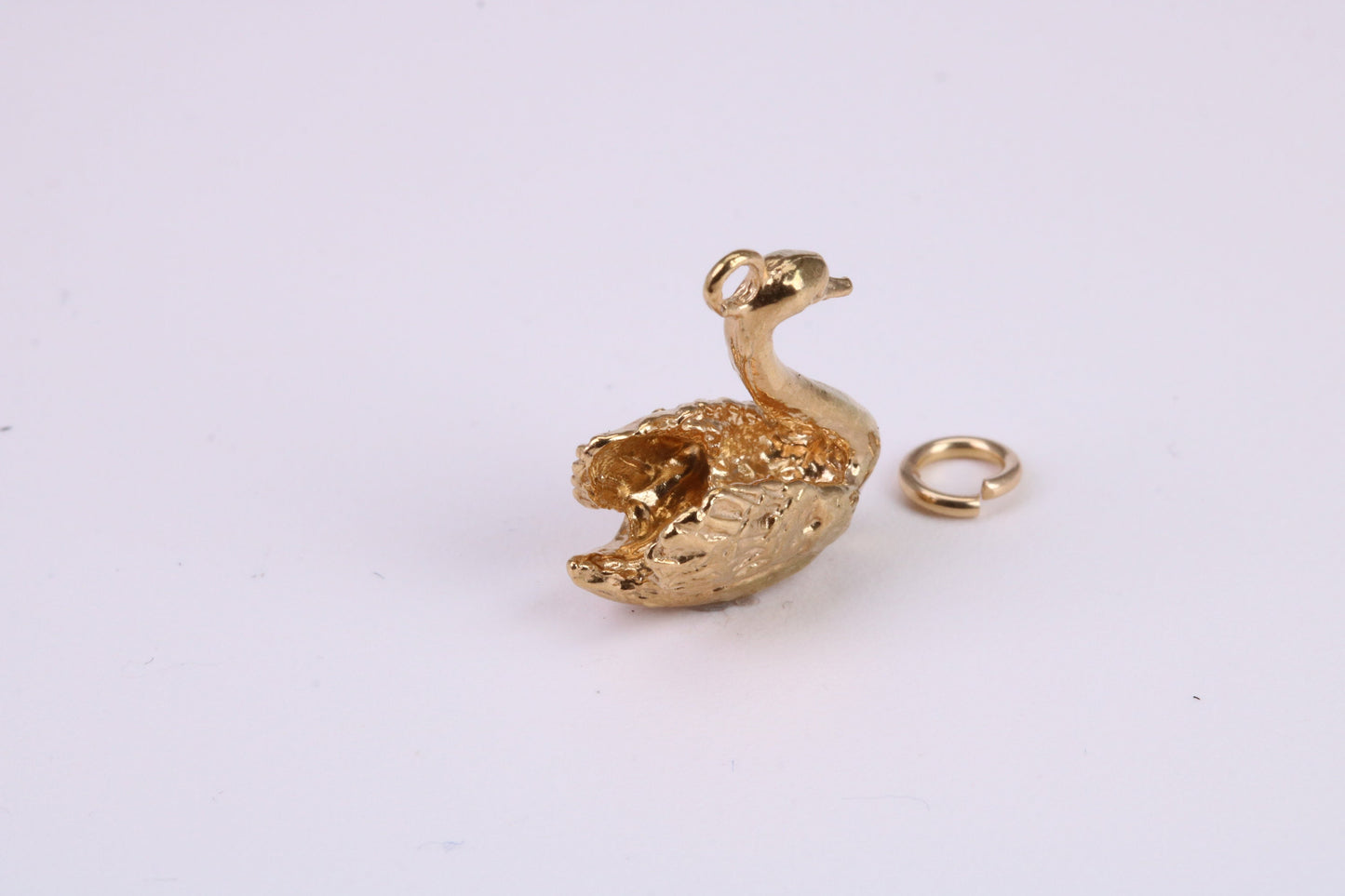 Swan Charm, Traditional Charm, Made From Solid Yellow Gold with British Hallmark, Complete with Attachment Link
