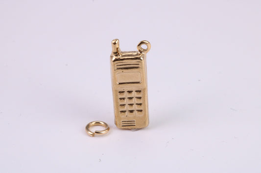 Cell Phone Charm, Traditional Charm, Made From Solid Yellow Gold with British Hallmark, Complete with Attachment Link