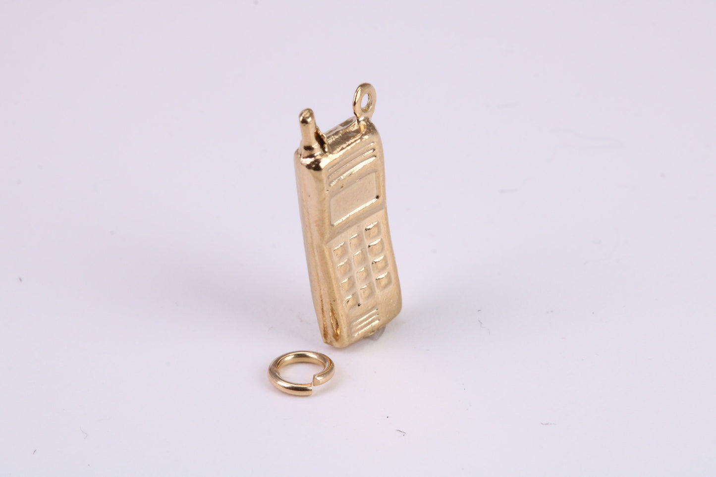 Cell Phone Charm, Traditional Charm, Made From Solid Yellow Gold with British Hallmark, Complete with Attachment Link