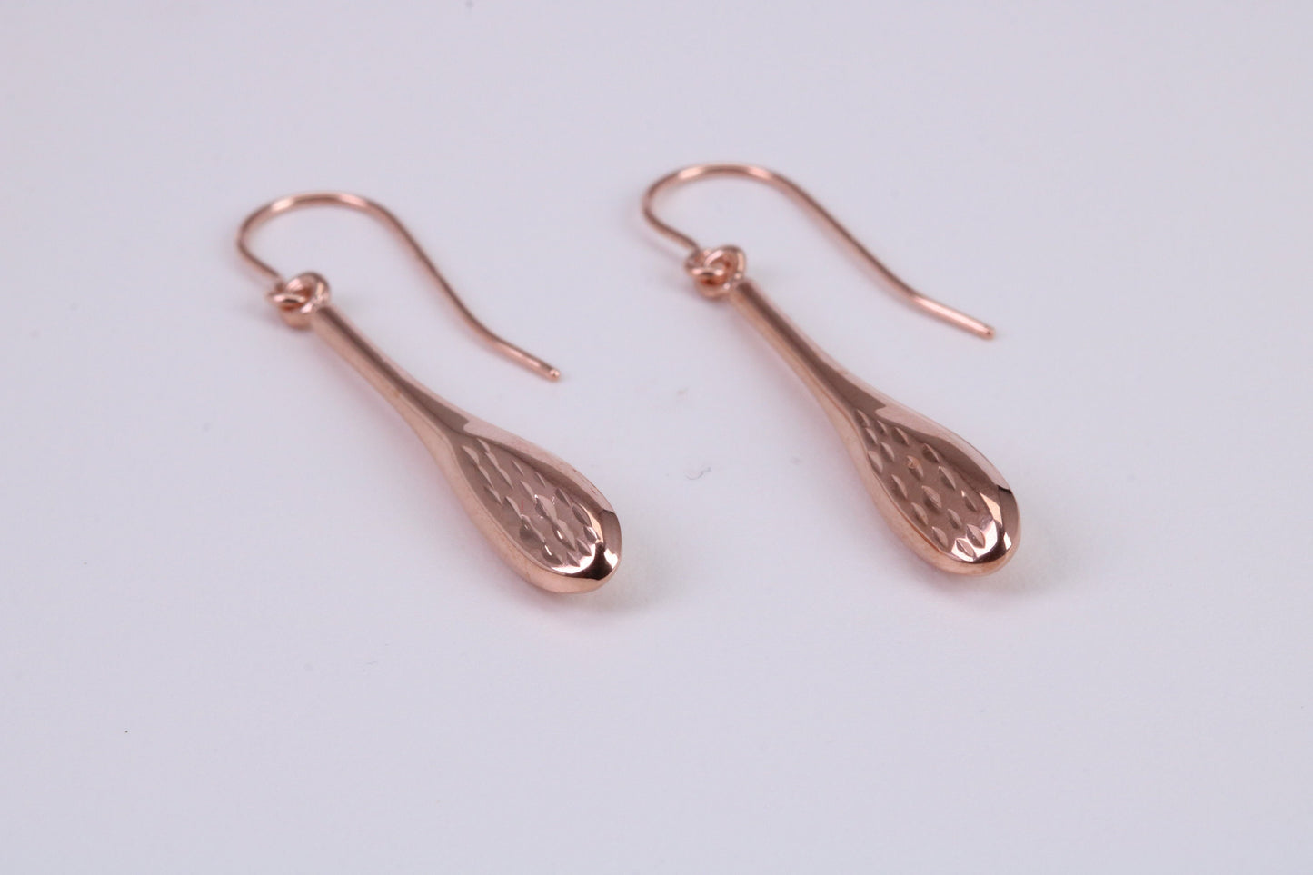 30 mm Long Teardrop Shaped Rose Gold Dropper Earrings