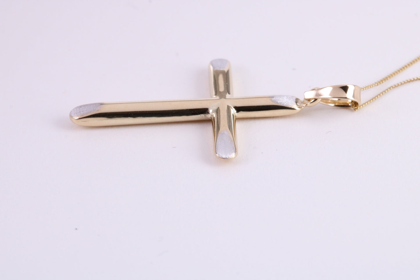 31 mm Long Cross Together with 18 Inch Long Chain, Made from Solid Yellow Gold with High Polished Finish