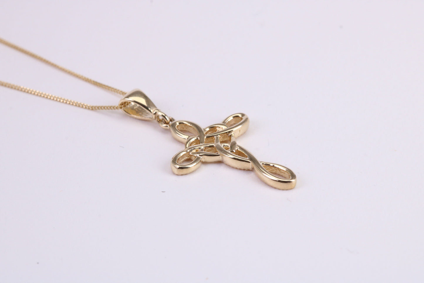 21 mm Long Cross Together with 18 Inch Long Chain, Made from Solid Yellow Gold with High Polished Finish