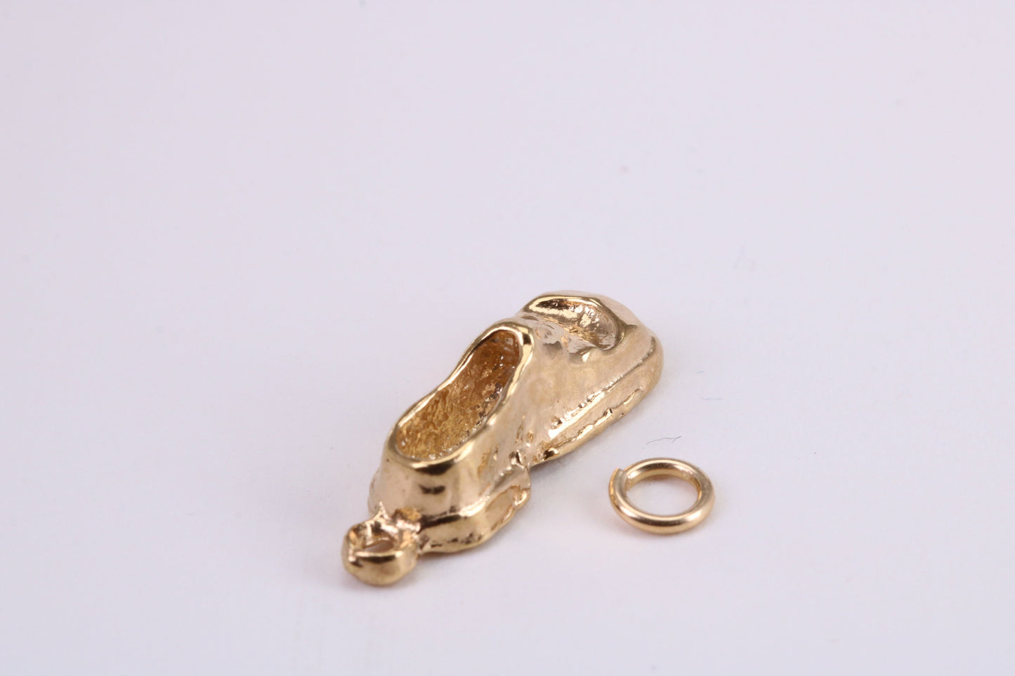 Old Shoe Charm, Traditional Charm, Made from Solid Yellow Gold, British Hallmarked, Complete with Attachment Link