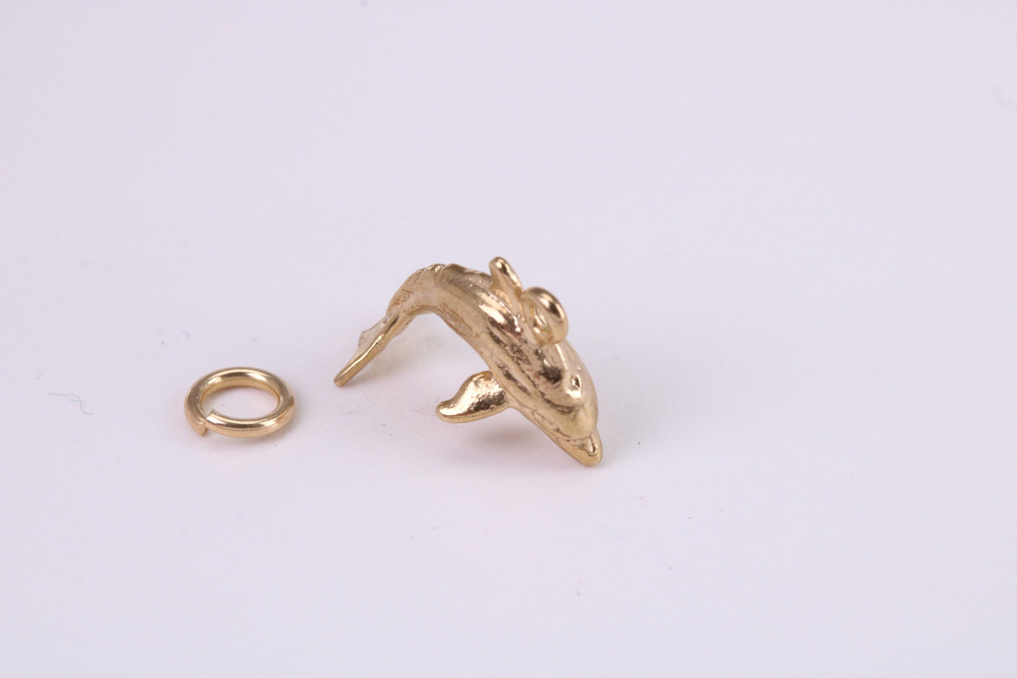 Dolphin Charm, Traditional Charm, Made from Solid Yellow Gold, British Hallmarked, Complete with Attachment Link