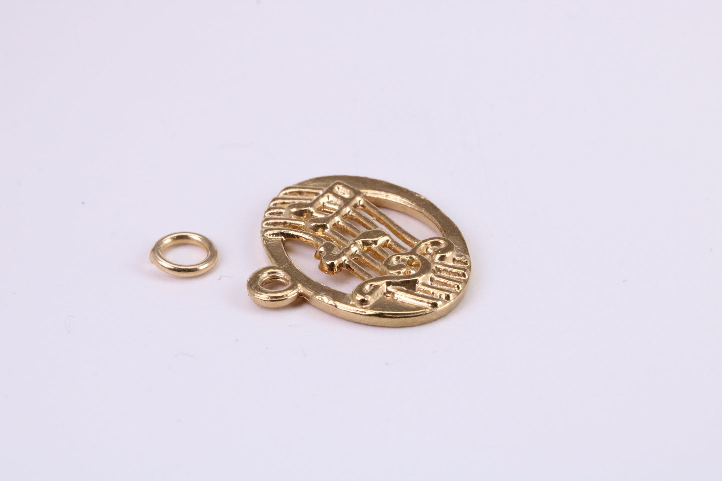 Musical Notes Charm, Traditional Charm, Made from Solid Yellow Gold, British Hallmarked, Complete with Attachment Link