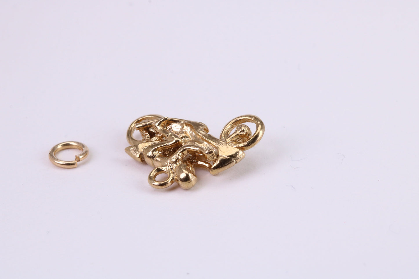 Biker Charm, Traditional Charm, Made from Solid Yellow Gold, British Hallmarked, Complete with Attachment Link
