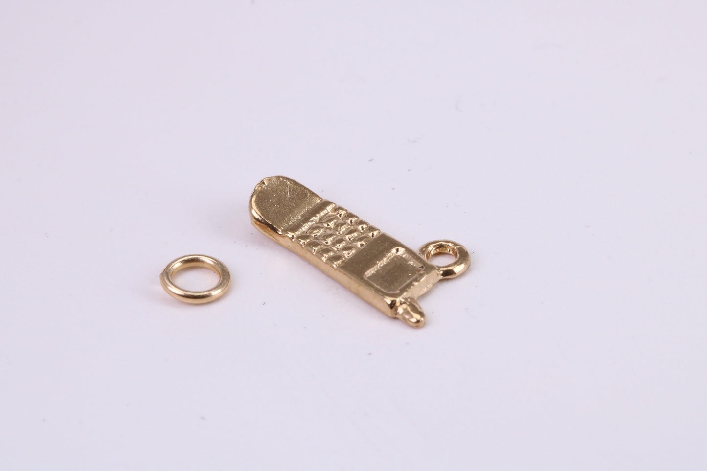 Cell Phone Charm, Traditional Charm, Made from Solid Yellow Gold, British Hallmarked, Complete with Attachment Link
