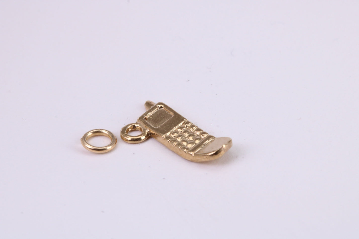 Cell Phone Charm, Traditional Charm, Made from Solid Yellow Gold, British Hallmarked, Complete with Attachment Link