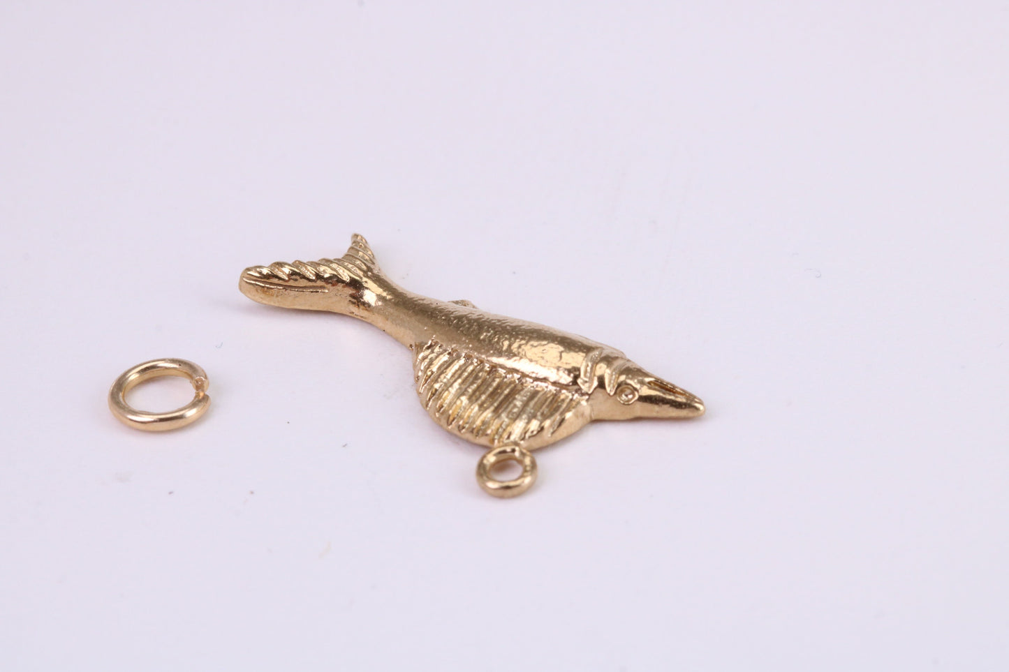 Sail Fish Charm, Traditional Charm, Made from Solid Yellow Gold, British Hallmarked, Complete with Attachment Link