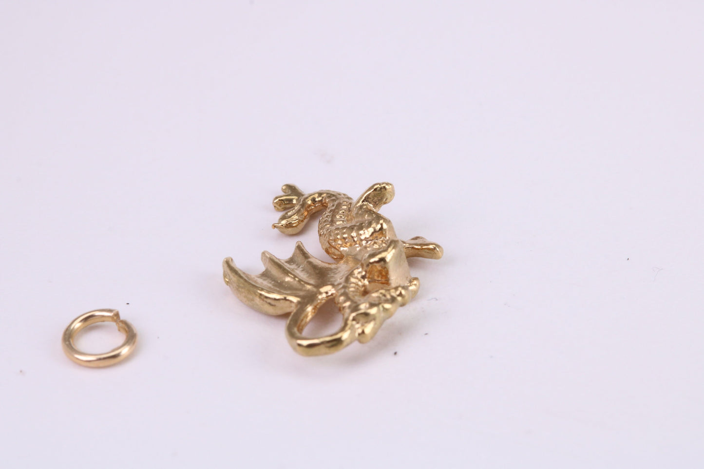 Dragon Charm, Traditional Charm, Made from Solid Yellow Gold, British Hallmarked, Complete with Attachment Link