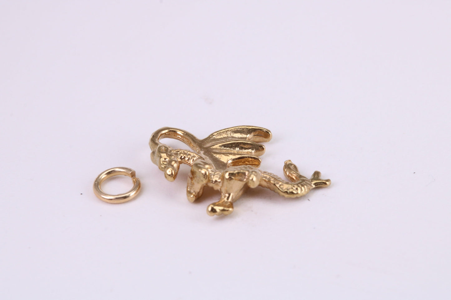 Dragon Charm, Traditional Charm, Made from Solid Yellow Gold, British Hallmarked, Complete with Attachment Link