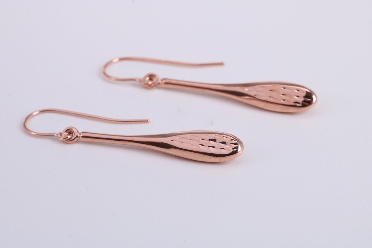 30 mm Long Teardrop Shaped Rose Gold Dropper Earrings