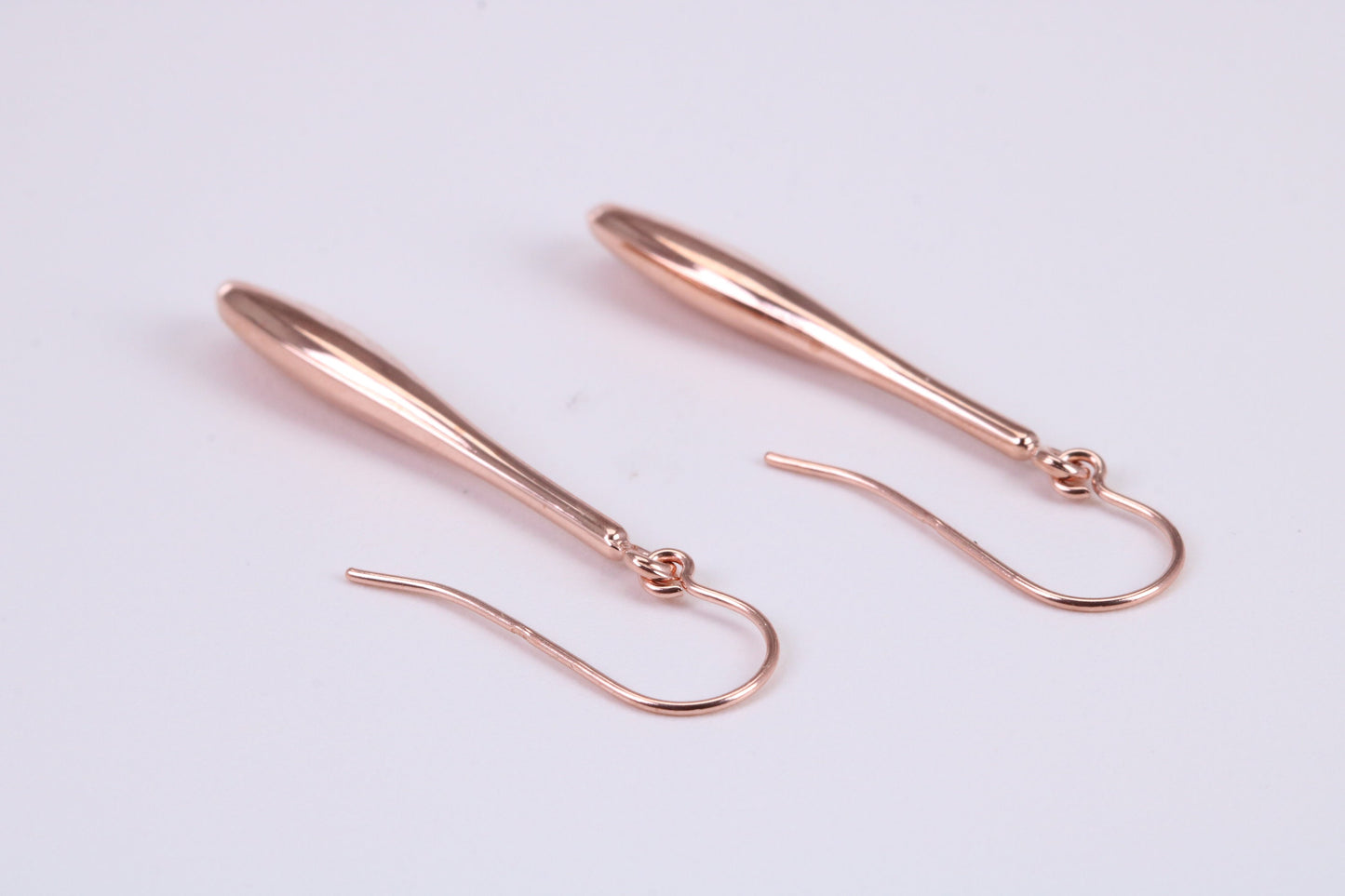 30 mm Long Teardrop Shaped Rose Gold Dropper Earrings