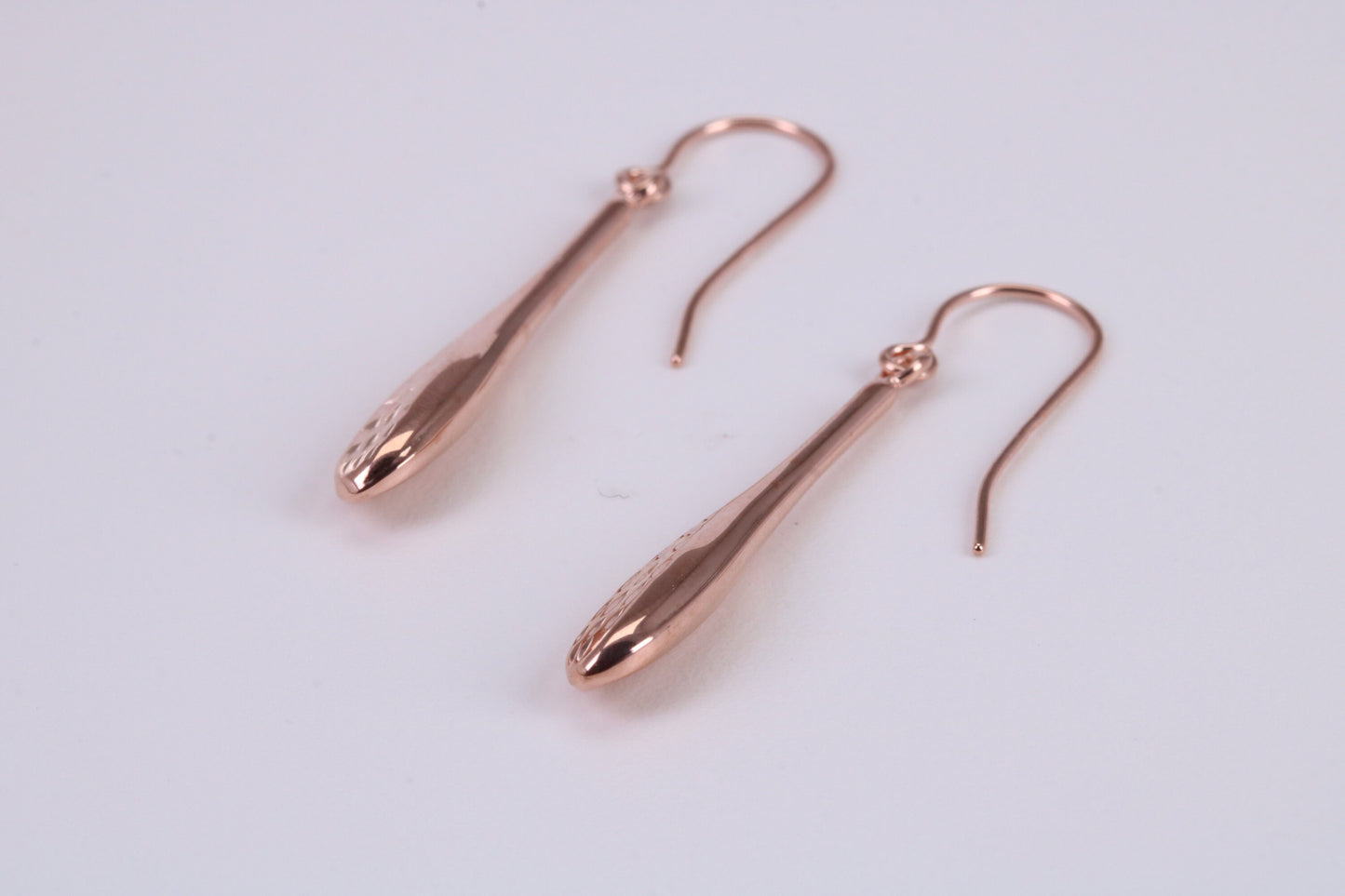 30 mm Long Teardrop Shaped Rose Gold Dropper Earrings