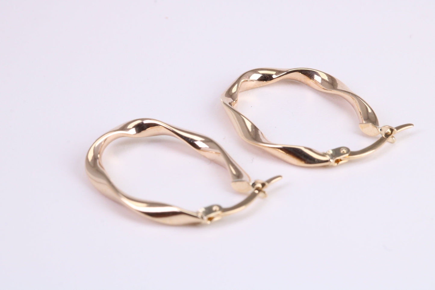 25 mm Long Hoop Creole Earrings Made from 9ct Yellow Gold