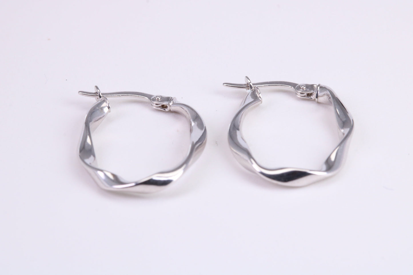 25 mm Long Hoop Creole Earrings Made from 9ct White Gold