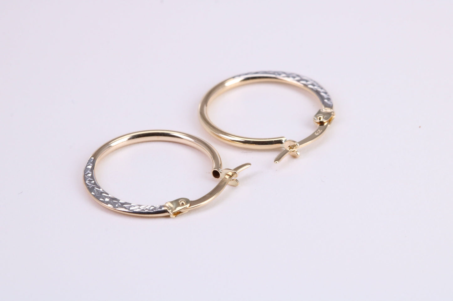 19 mm Round Hoop Creole Earrings Made from 9ct Yellow Gold, Two Tone Finished