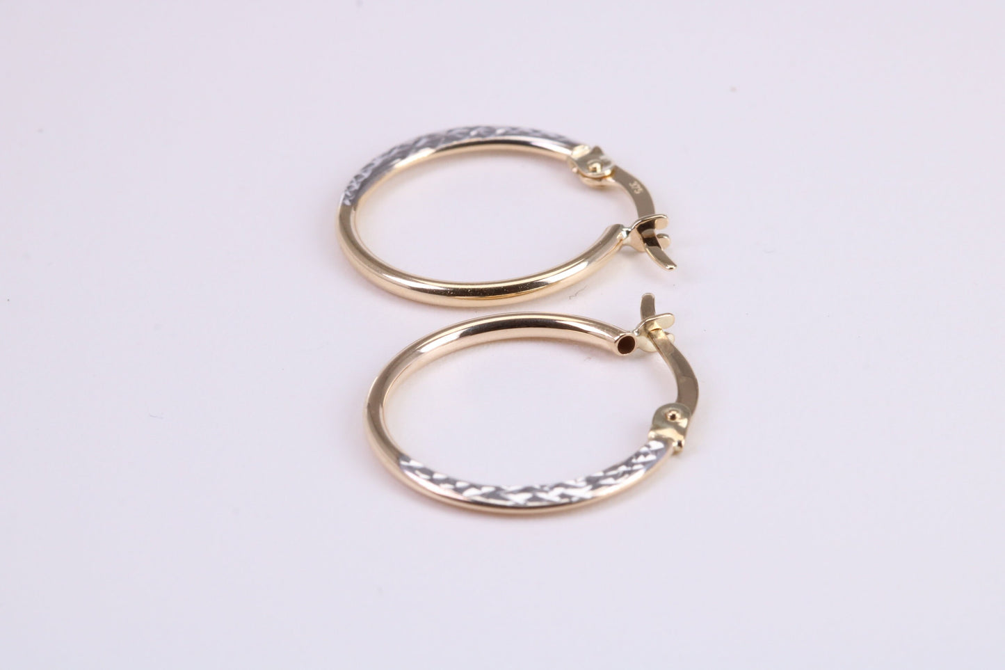 19 mm Round Hoop Creole Earrings Made from 9ct Yellow Gold, Two Tone Finished