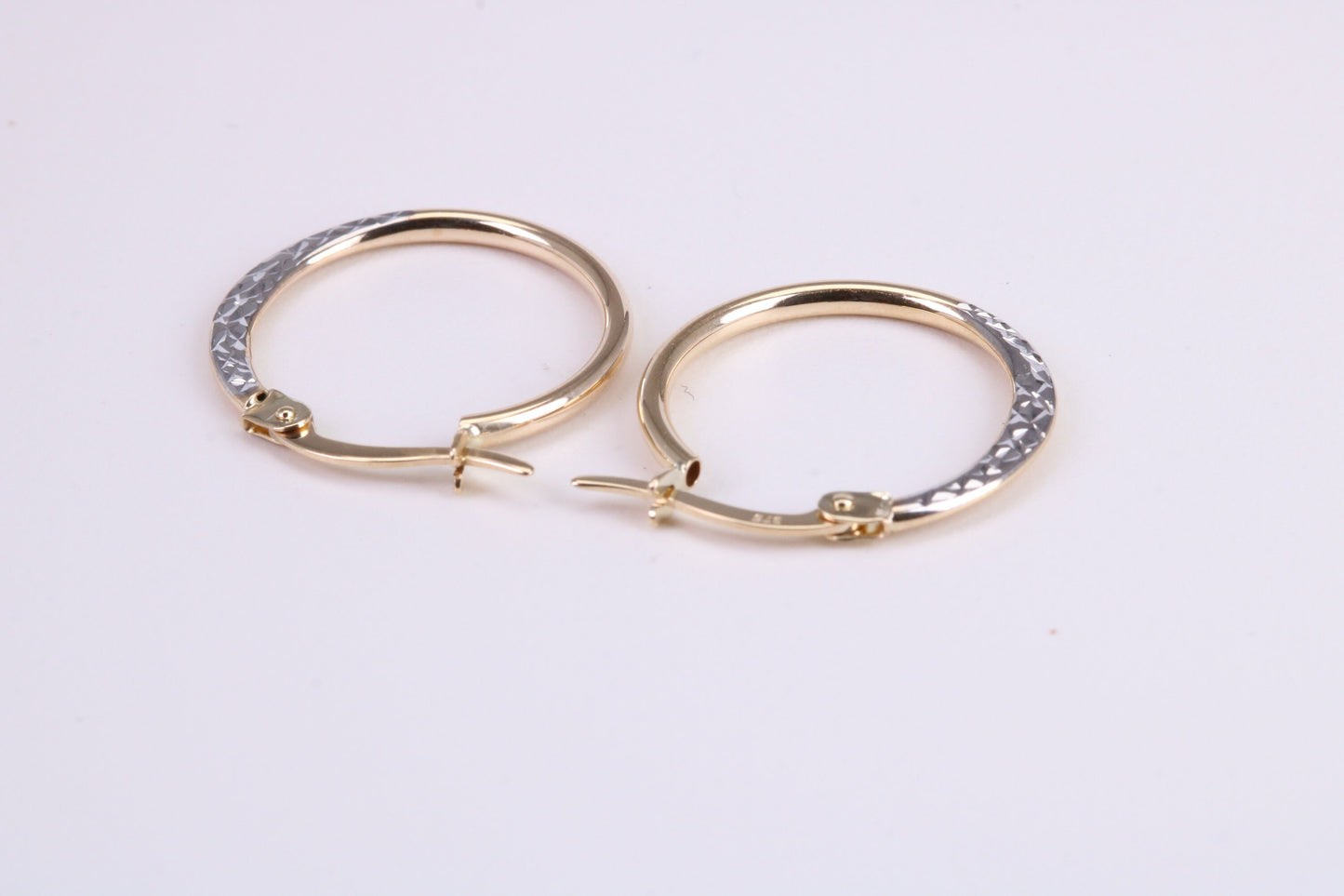 19 mm Round Hoop Creole Earrings Made from 9ct Yellow Gold, Two Tone Finished