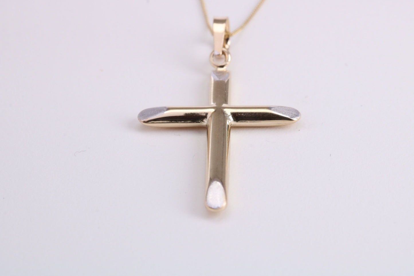 31 mm Long Cross Together with 18 Inch Long Chain, Made from Solid Yellow Gold with High Polished Finish