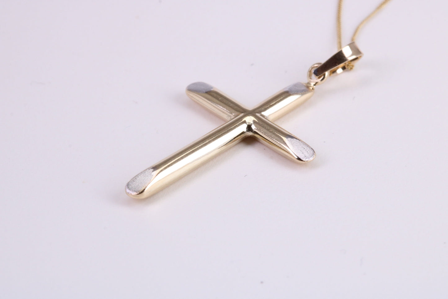 31 mm Long Cross Together with 18 Inch Long Chain, Made from Solid Yellow Gold with High Polished Finish