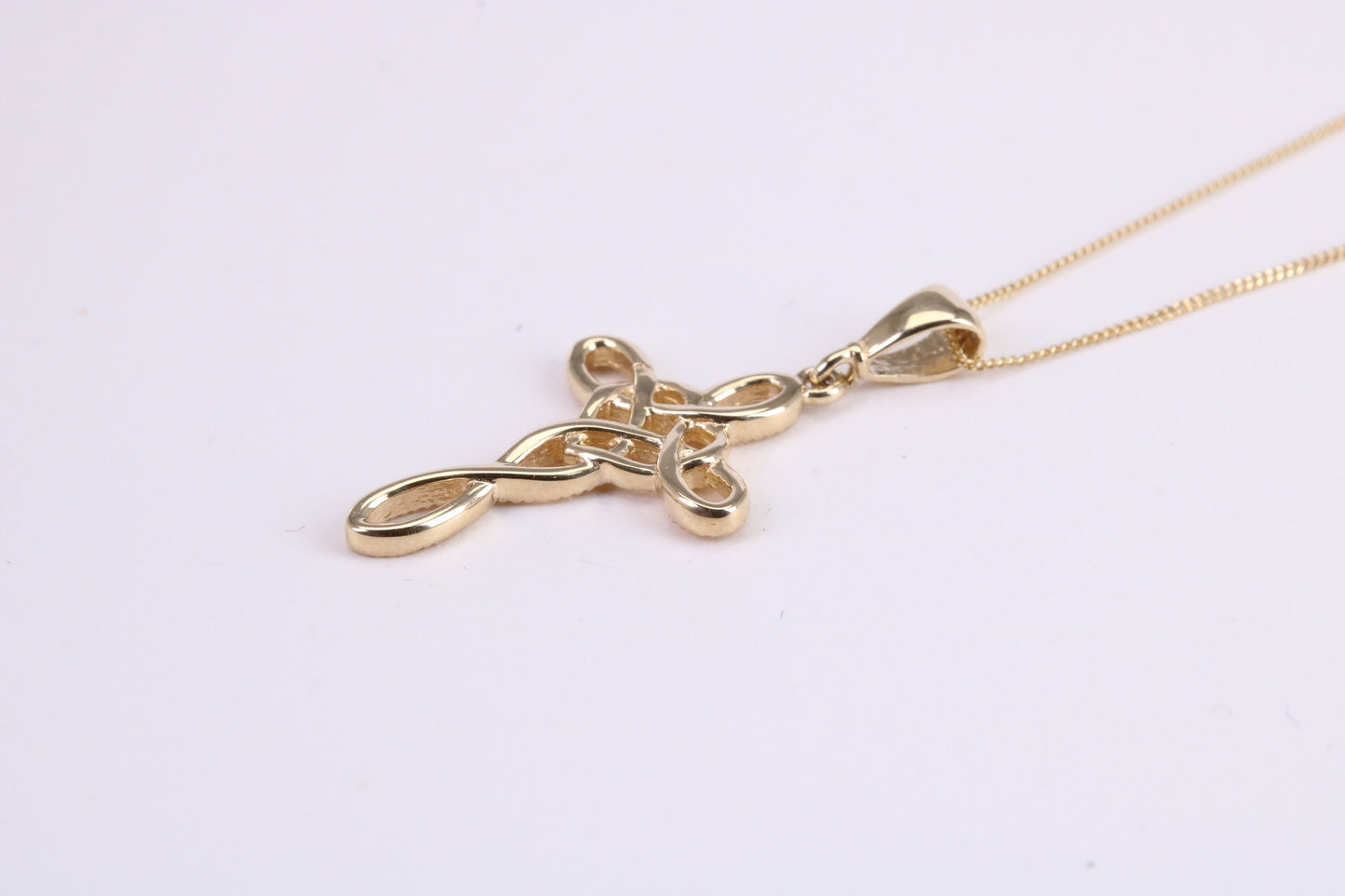 21 mm Long Cross Together with 18 Inch Long Chain, Made from Solid Yellow Gold with High Polished Finish