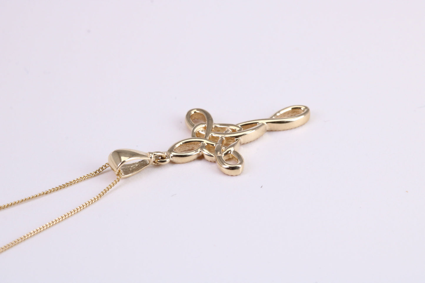 21 mm Long Cross Together with 18 Inch Long Chain, Made from Solid Yellow Gold with High Polished Finish