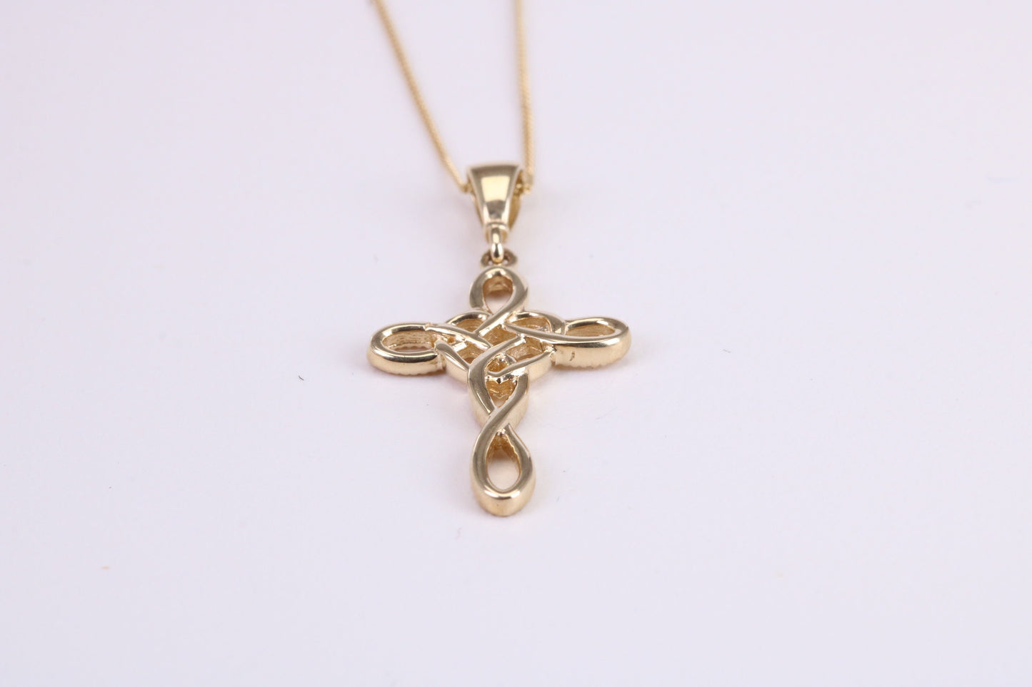 21 mm Long Cross Together with 18 Inch Long Chain, Made from Solid Yellow Gold with High Polished Finish