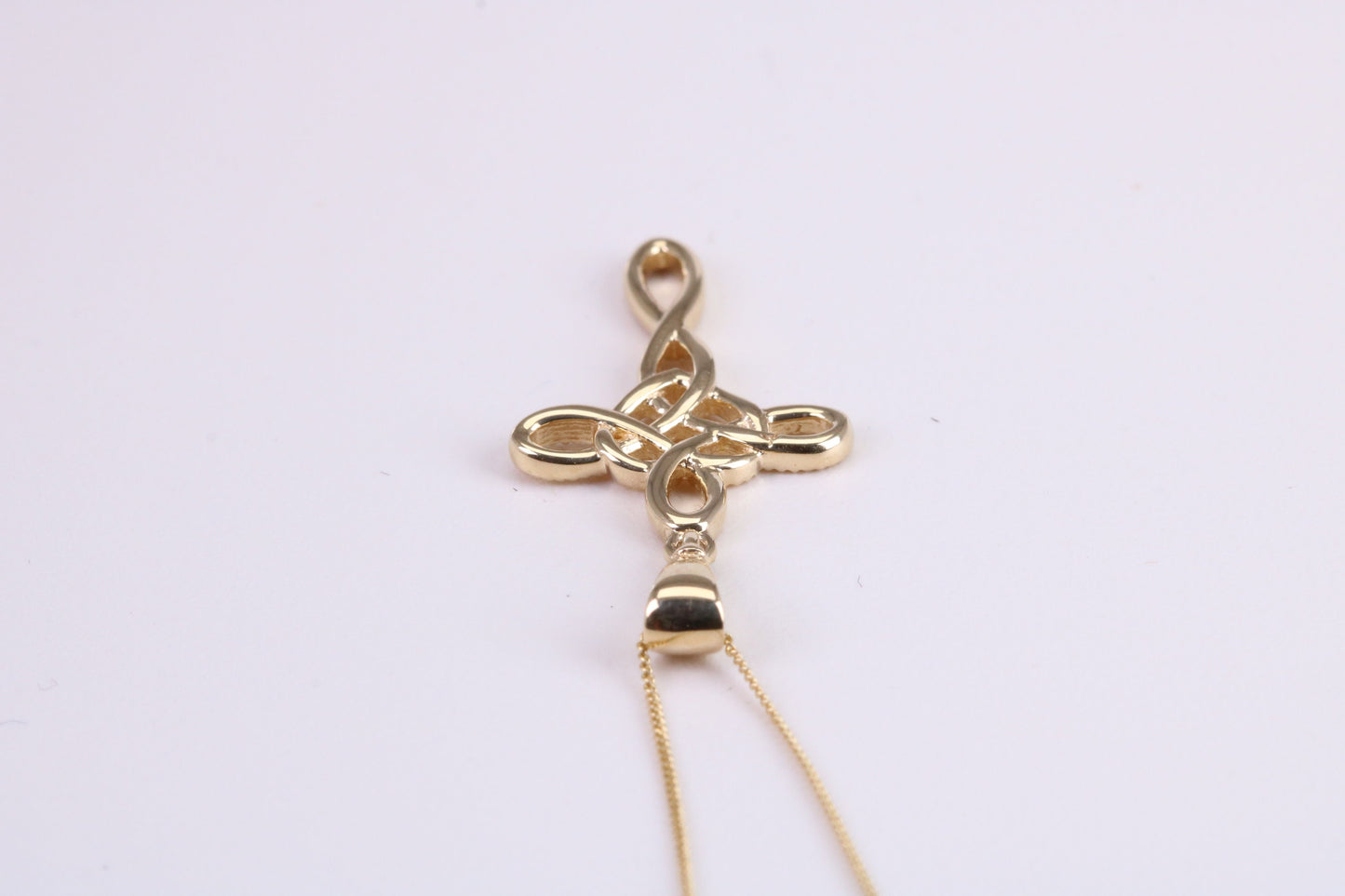 21 mm Long Cross Together with 18 Inch Long Chain, Made from Solid Yellow Gold with High Polished Finish