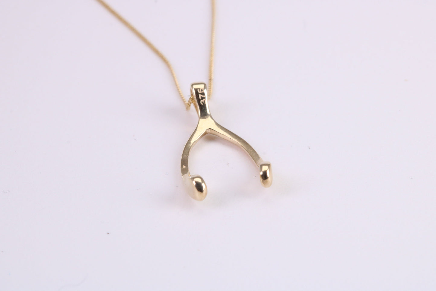Wishbone Necklace Together with 18 Inch Long Chain, Made from Solid Yellow Gold with High Polished Finish