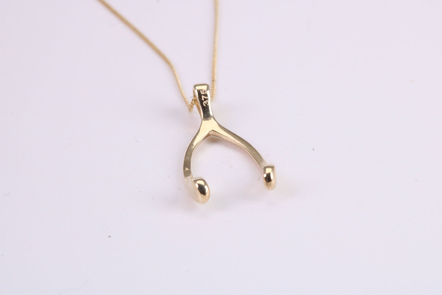 Wishbone Necklace Together with 18 Inch Long Chain, Made from Solid Yellow Gold with High Polished Finish