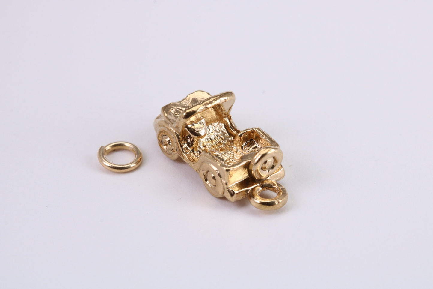 Car Charm, Traditional Charm, Made from Solid Yellow Gold, British Hallmarked, Complete with Attachment Link