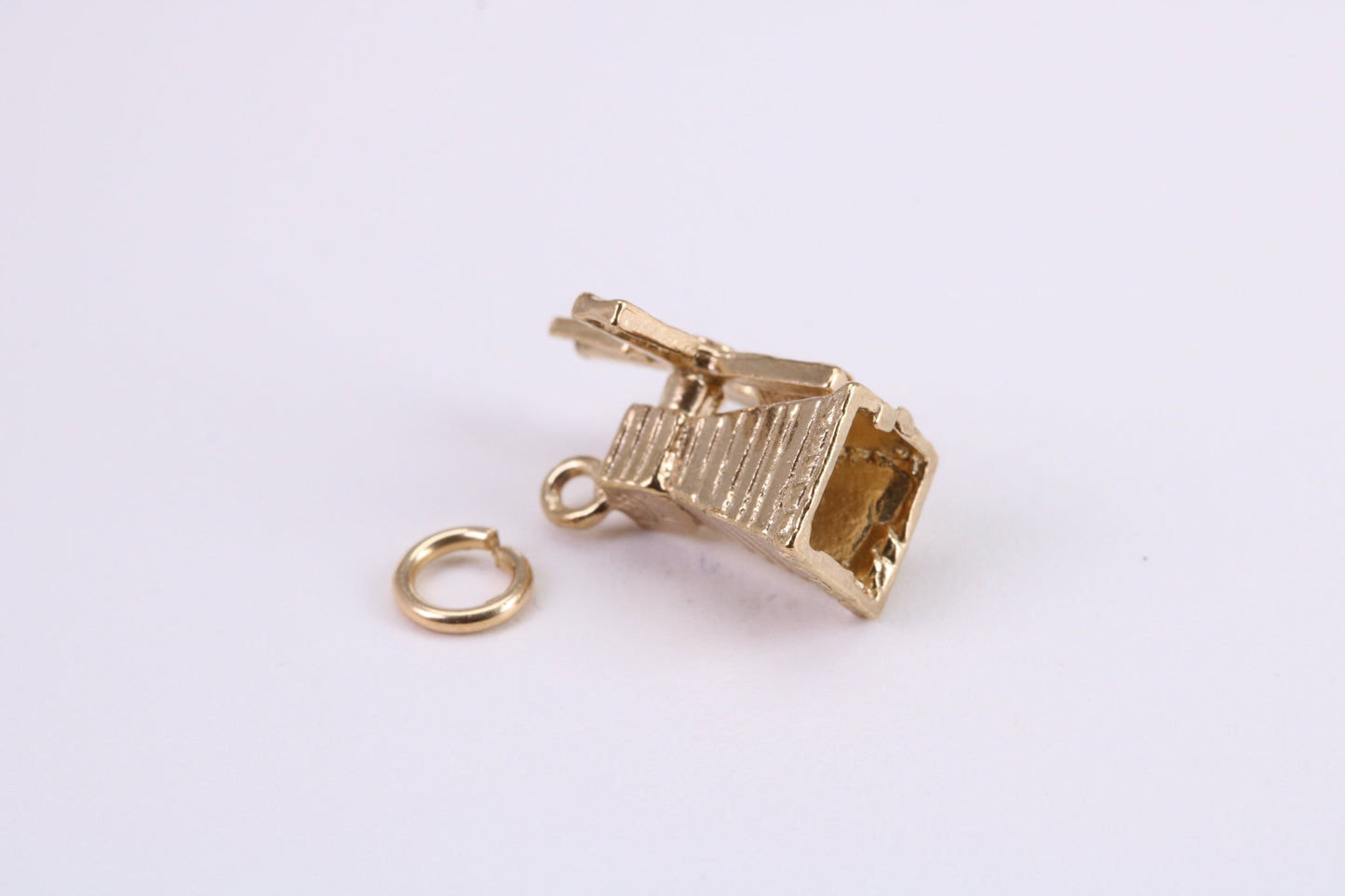 Windmill Charm, Traditional Charm, Made from Solid Yellow Gold, British Hallmarked, Complete with Attachment Link